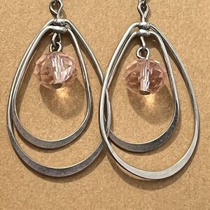 Pink Morganite Multi-loop Drop Dangle Metal Earrings